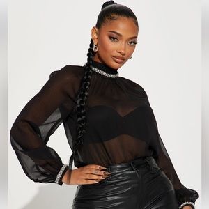 Pearly sheer blouse top